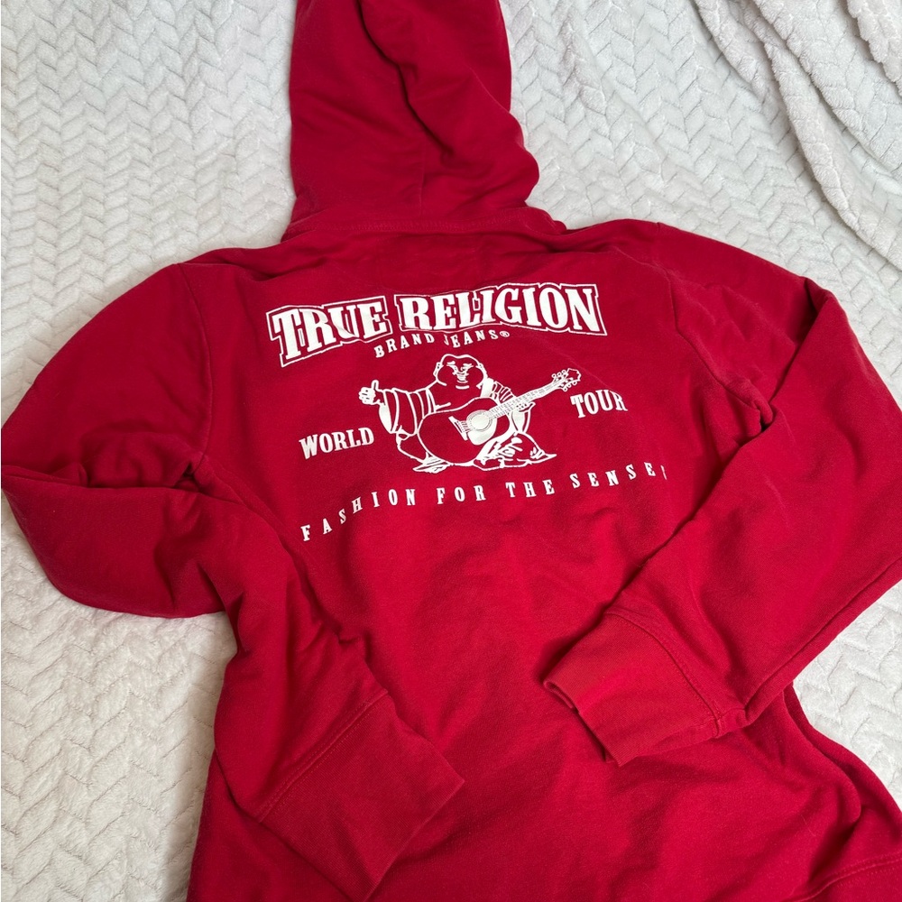True Religion Red Graphic zip up sweater